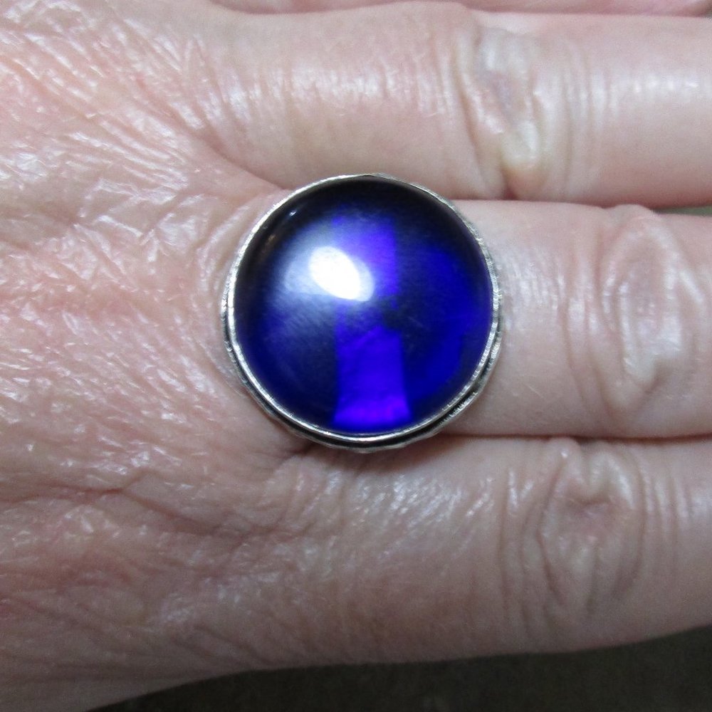2059 Blue recycled glass ring Size 8